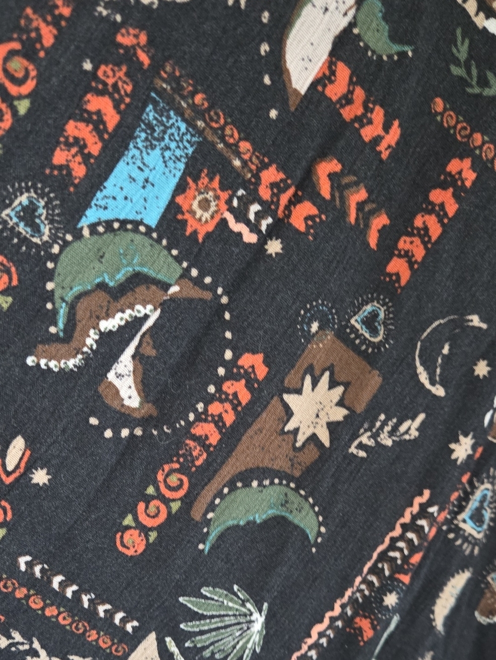 torrid Black Floral Maxi Wash Gauze Skirt with Rust and Teal Accents - Picture 3 of 3